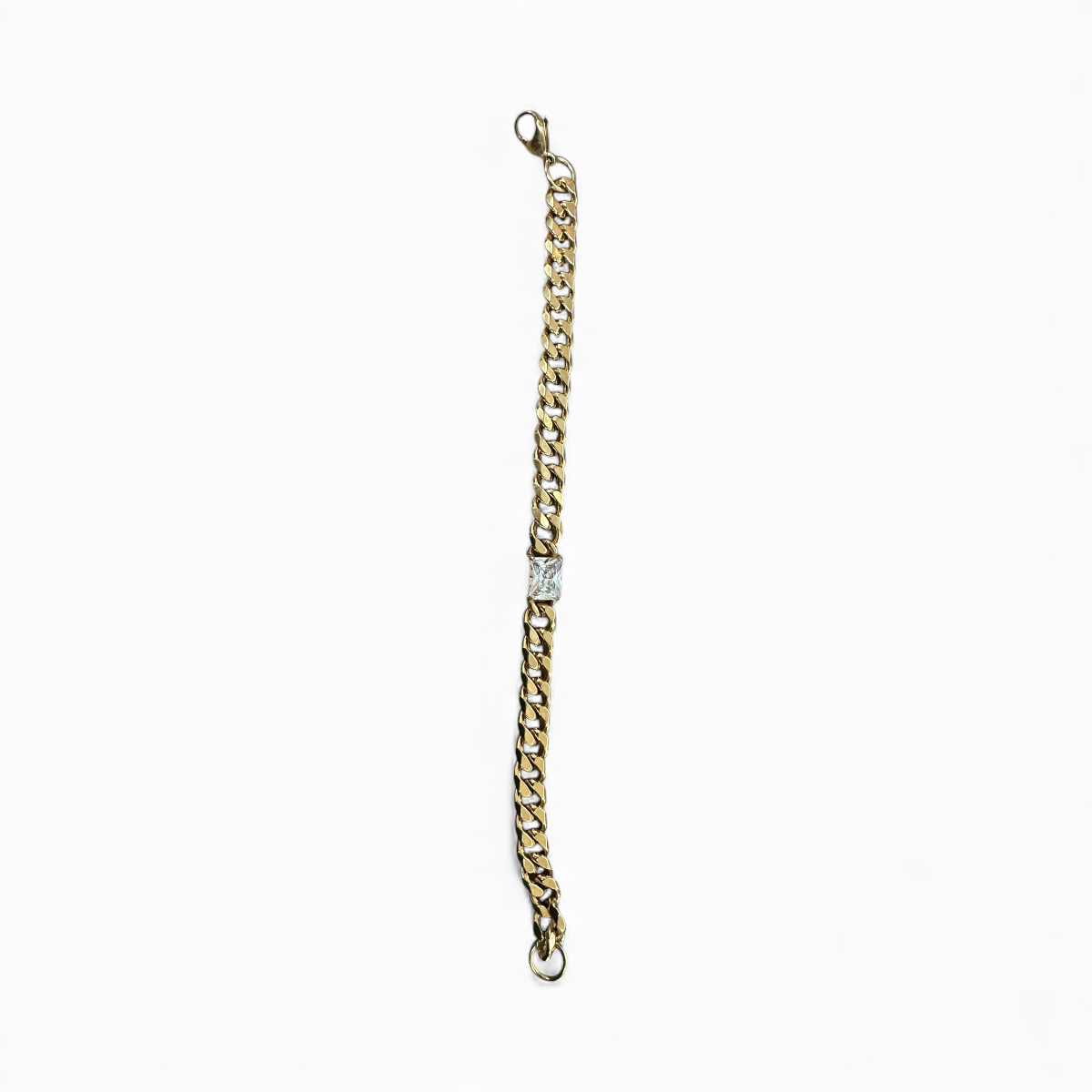 Gold bracelet chain 1 rectangle cz diamonds BR-2023