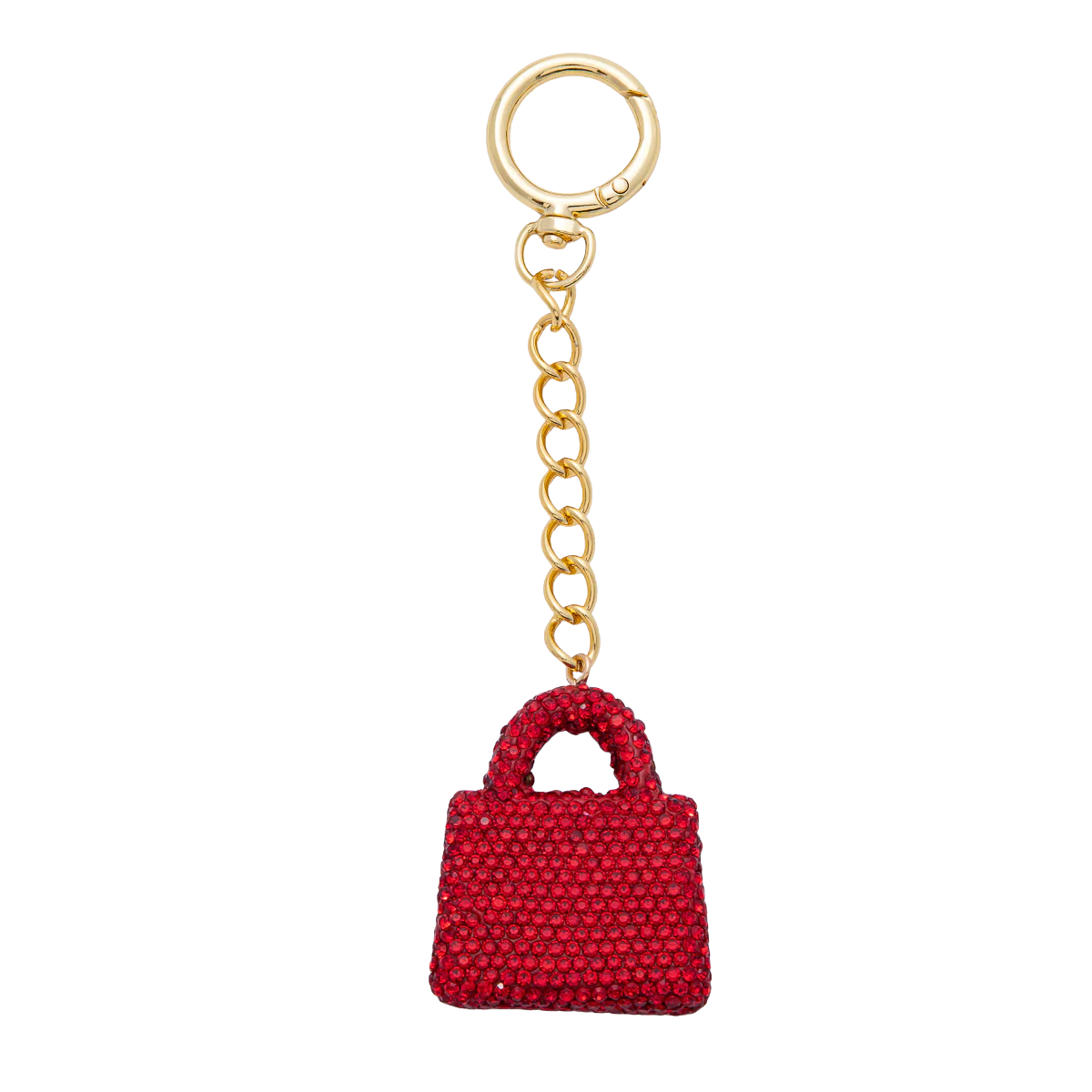 Bedazzled Purse Bag Charm Keychain round gold clip