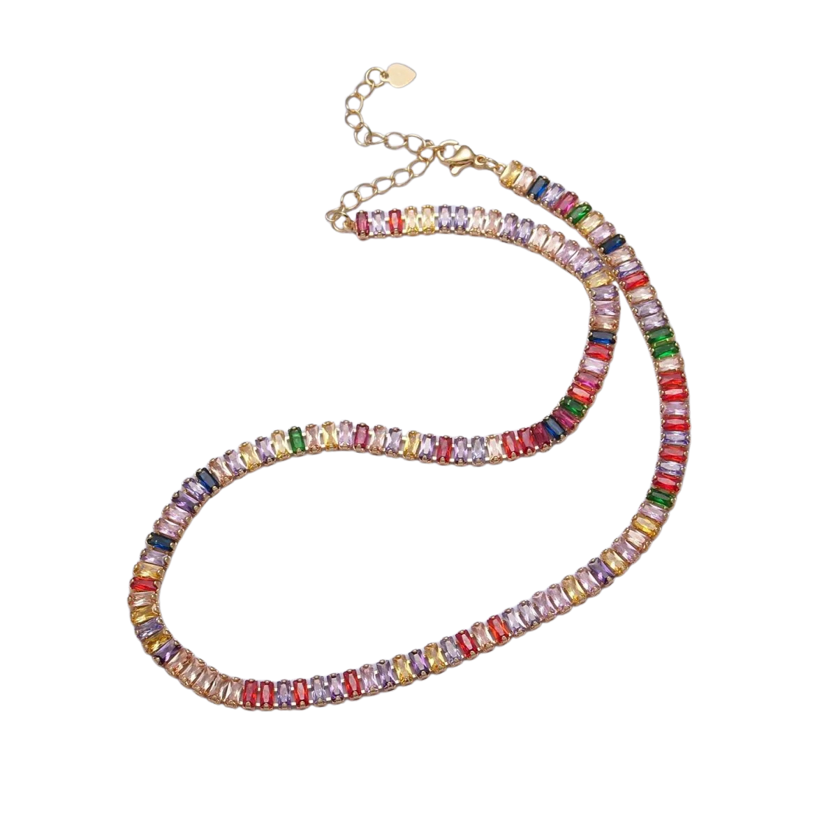 Color Tennis Baguette Necklace CZ Chain NC-21WA939