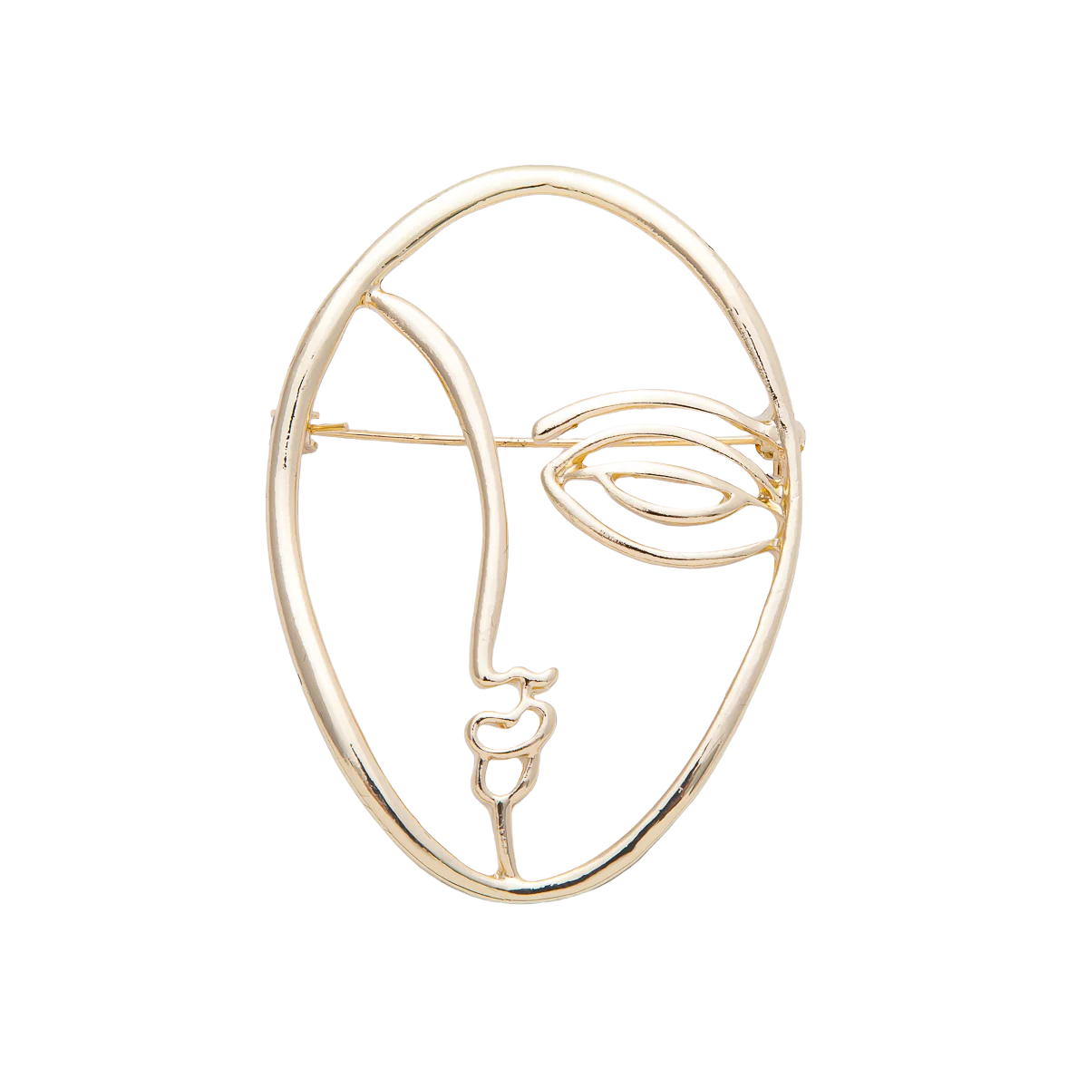 Abstract Face Chic Gold Wired Brooch Pin BH-21BH066