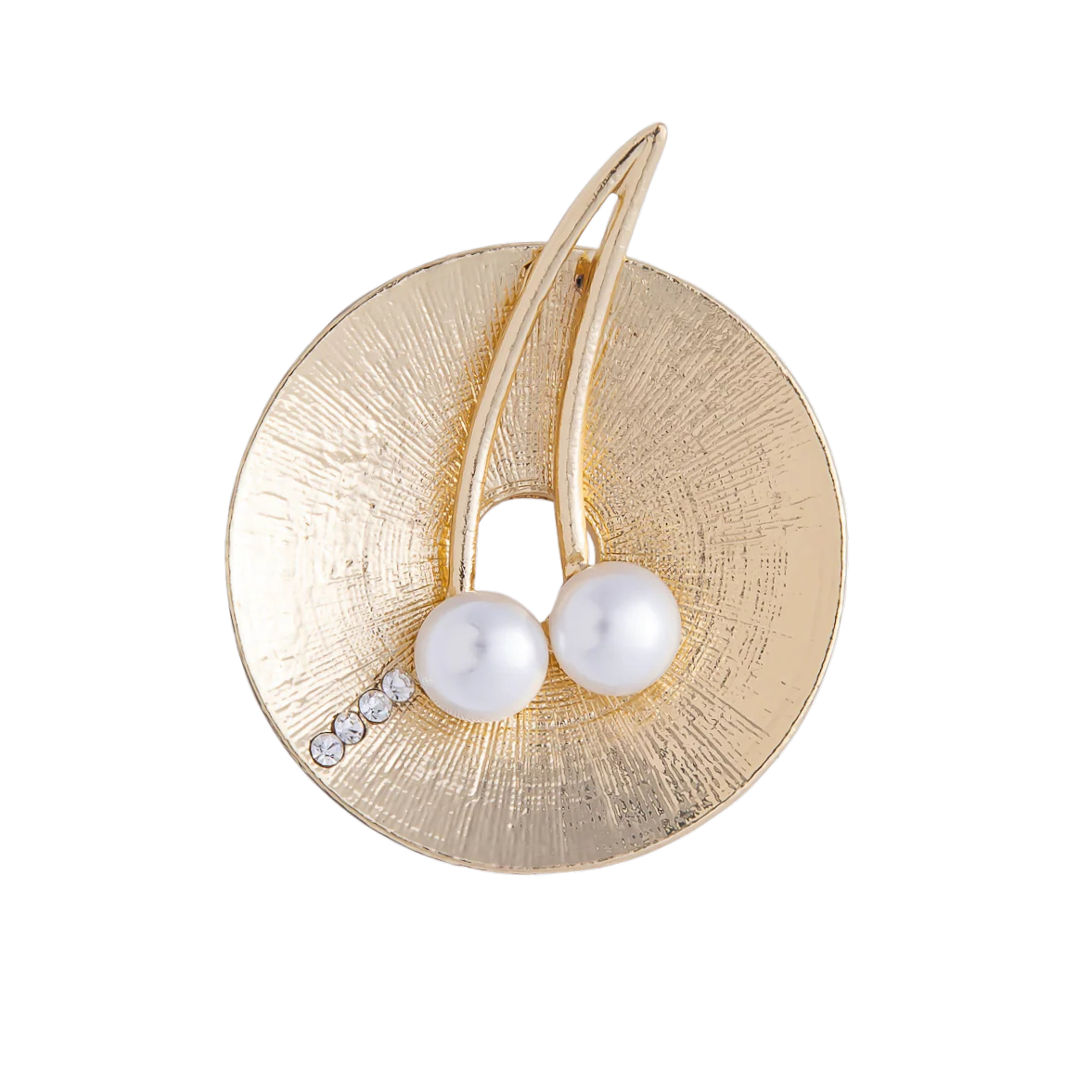 Galvanized Gold Cherry Pearl Diamond Crystal CZ Brooch Pin BH-21BH072