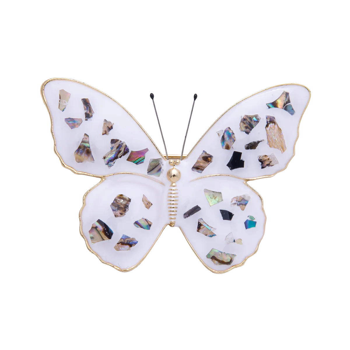 Butterfly White Enamel Brooch Pin