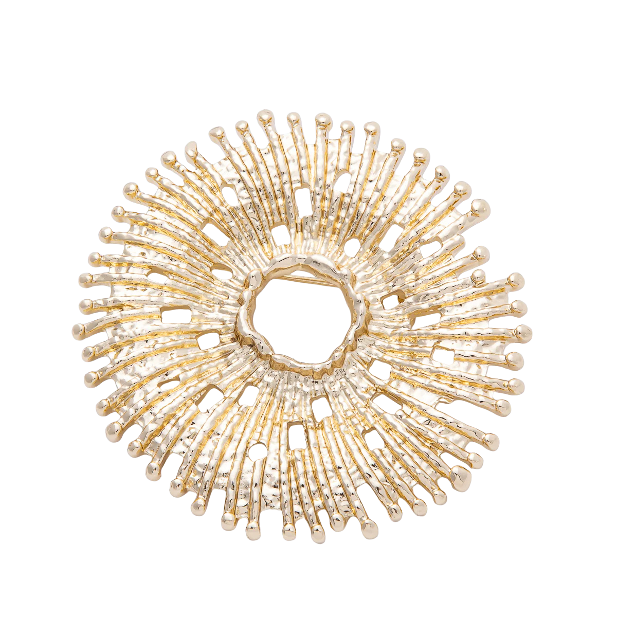 Gold Jumbo Burst Sun Brooch Pin