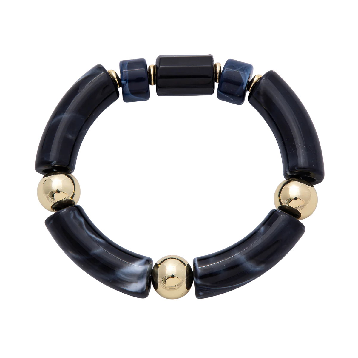 Chunky Black Chic Stretch Gemstone Bracelet BA-21WA3972