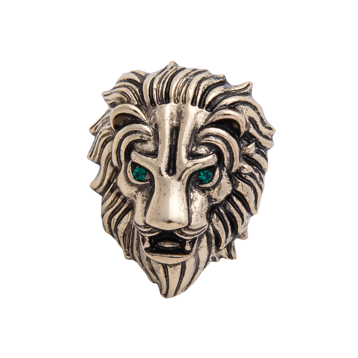 Vintage Gold Lion Head Emerald CZ Brooch Pin BH-21BH062