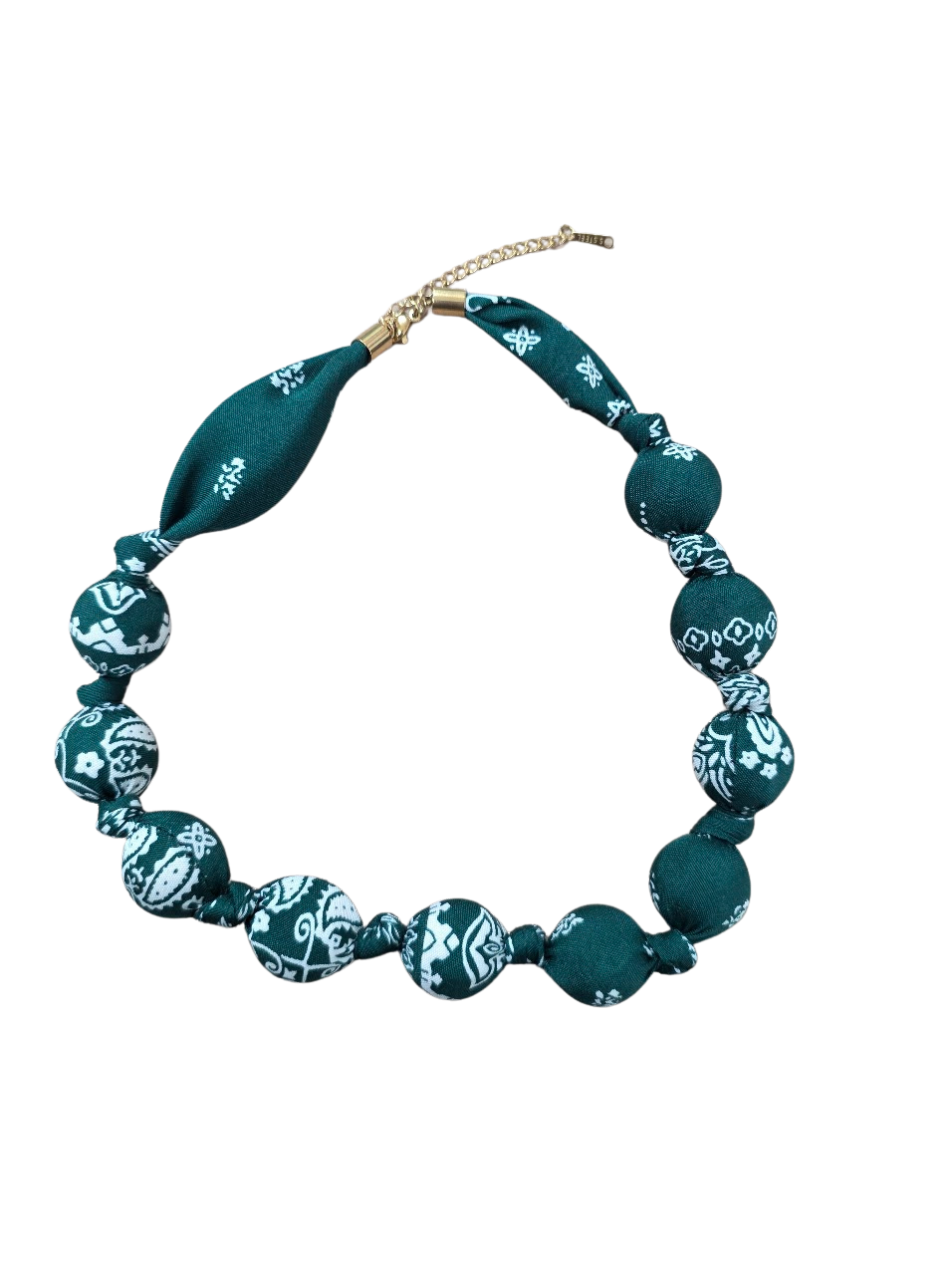 Green Bandana Cotton Bead Necklace NC-2107