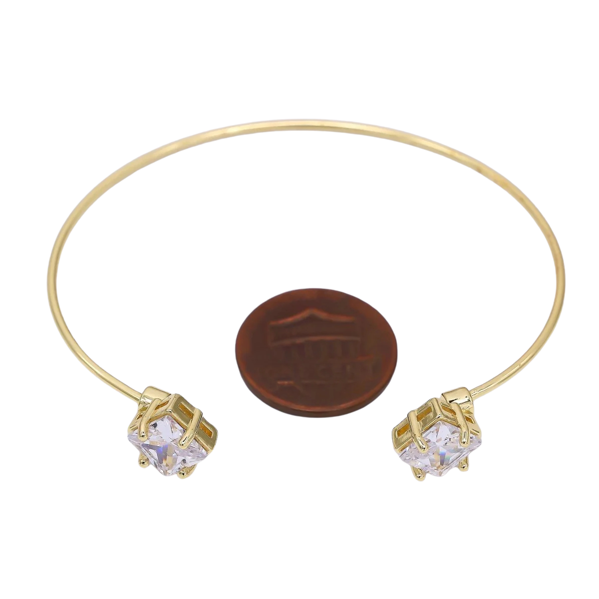 Twin Rhombus CZ Minimalist Cuff Bracelet BR-21WA3347