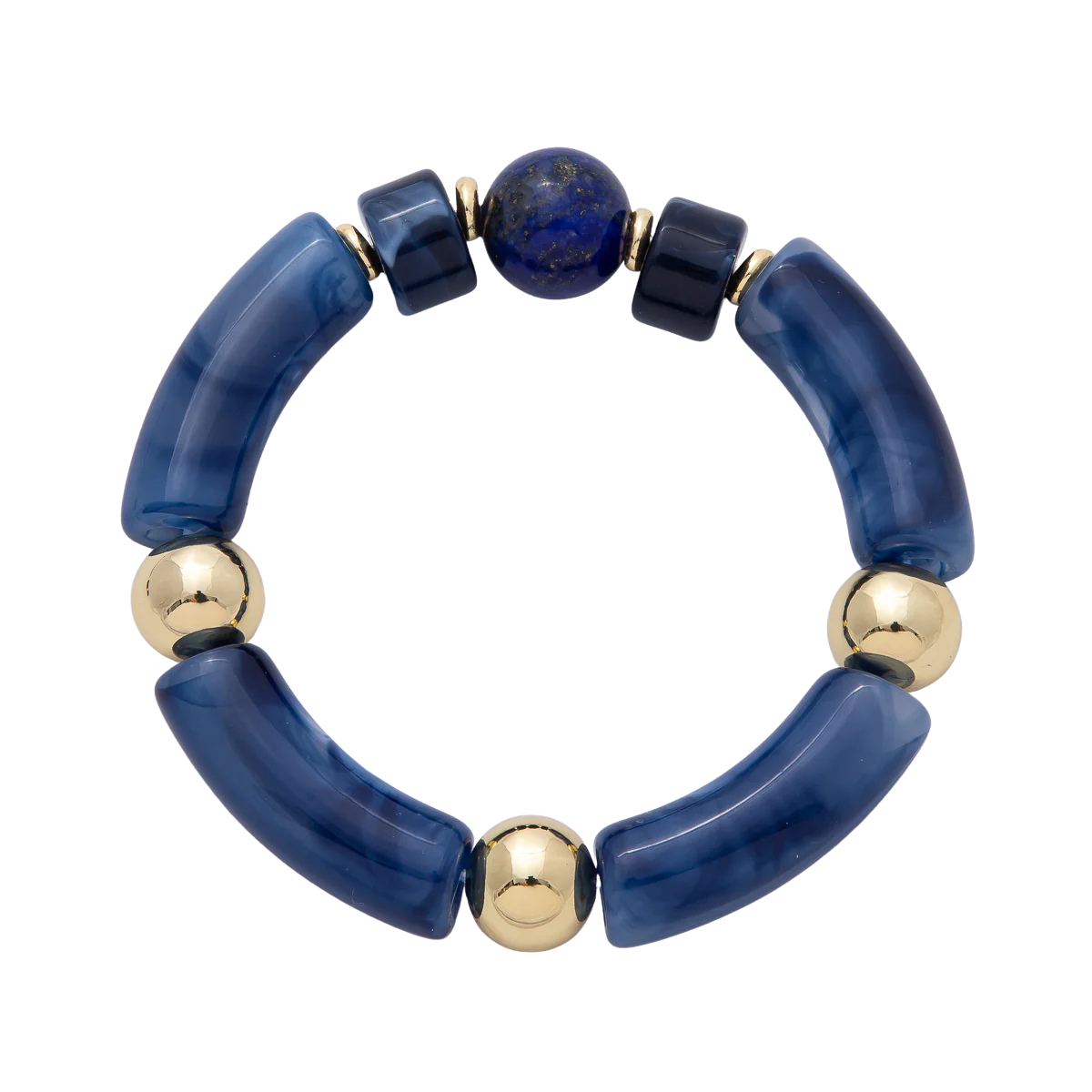 Chunky Blue Chic Stretch Gemstone Bracelet BA-21WA3969 BA-21WA3970