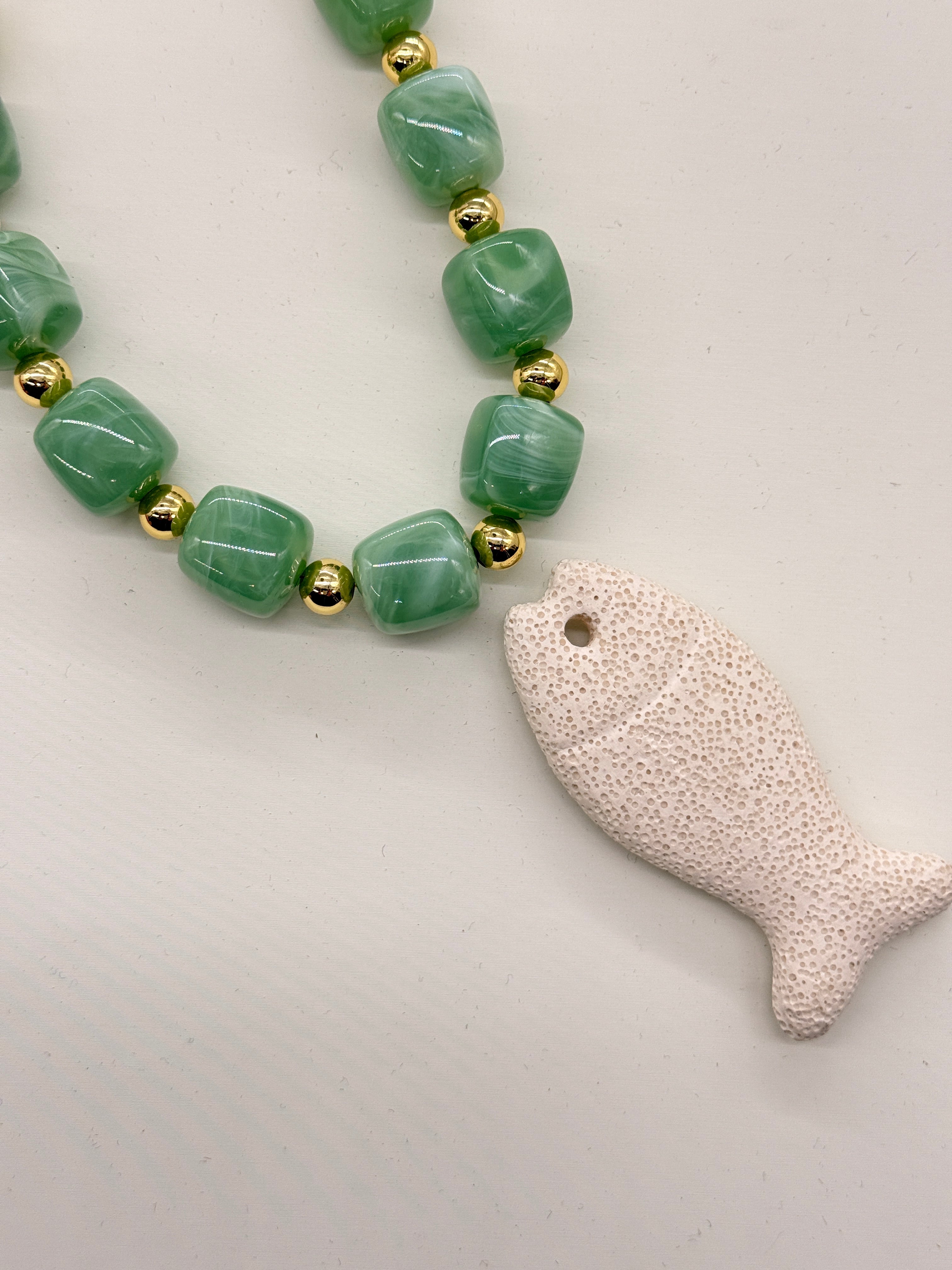 Blue Resin W. Lava Stone Fish NC-SJ2077