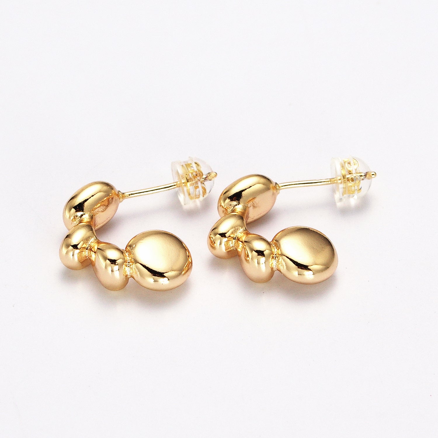 Geometric Rounded Beaded Bubble Ball C-Shaped Hoop in Gold & Silver