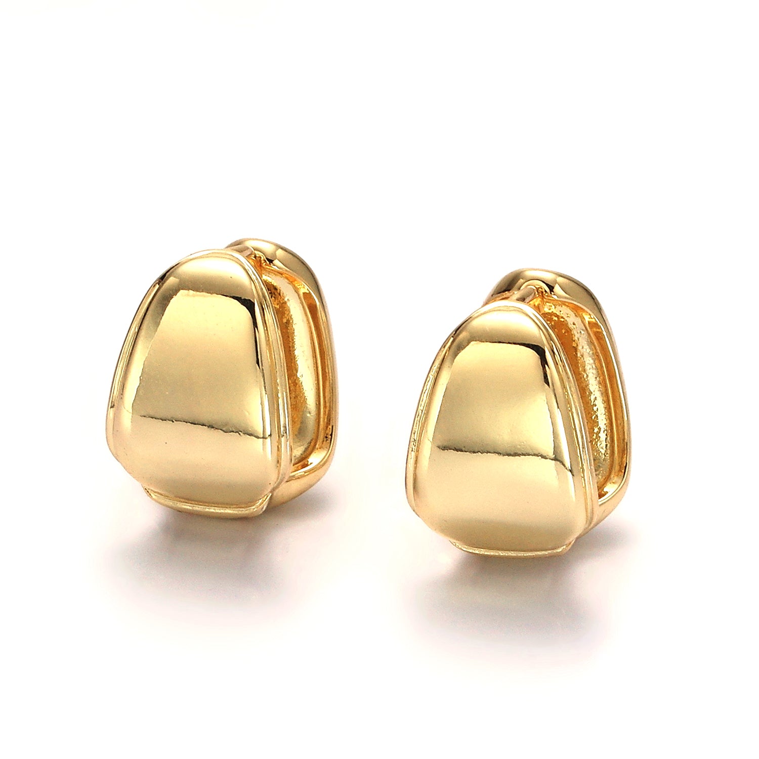 Gold 17mm Rounded Square Wide Geometric Huggie Earrings