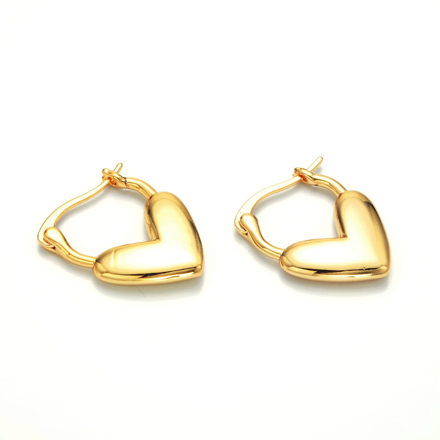 Gold 20mm Minimalist Heart Latch Hoop Earrings
