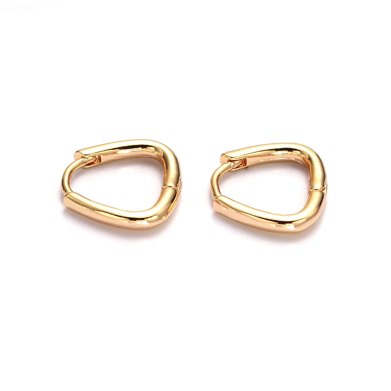 Gold 11.5mm Triangle Minimalist Cartilage Huggie Earrings in Gold & Silver