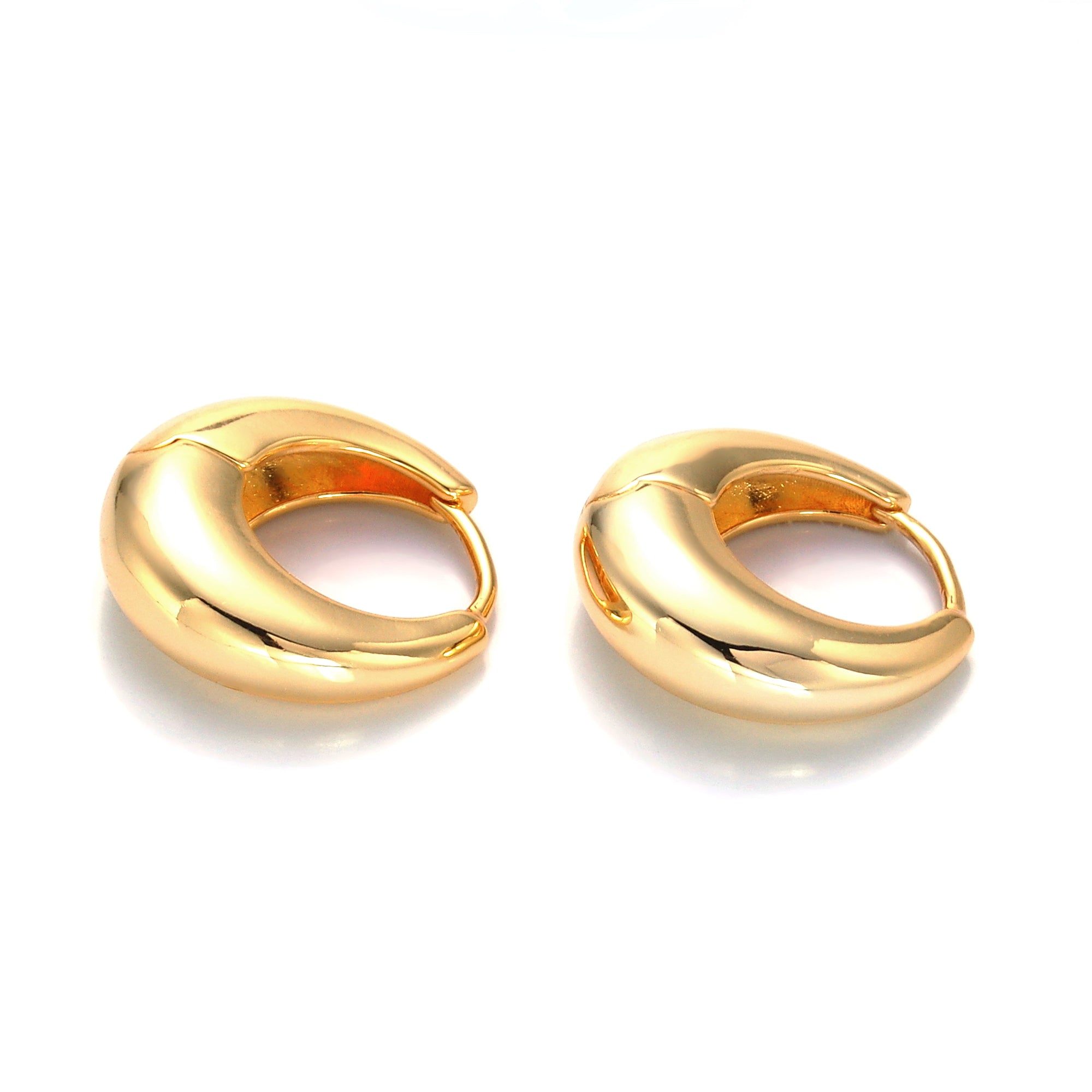 Gold 18mm Minimalist Dome Hoop Earrings in Gold