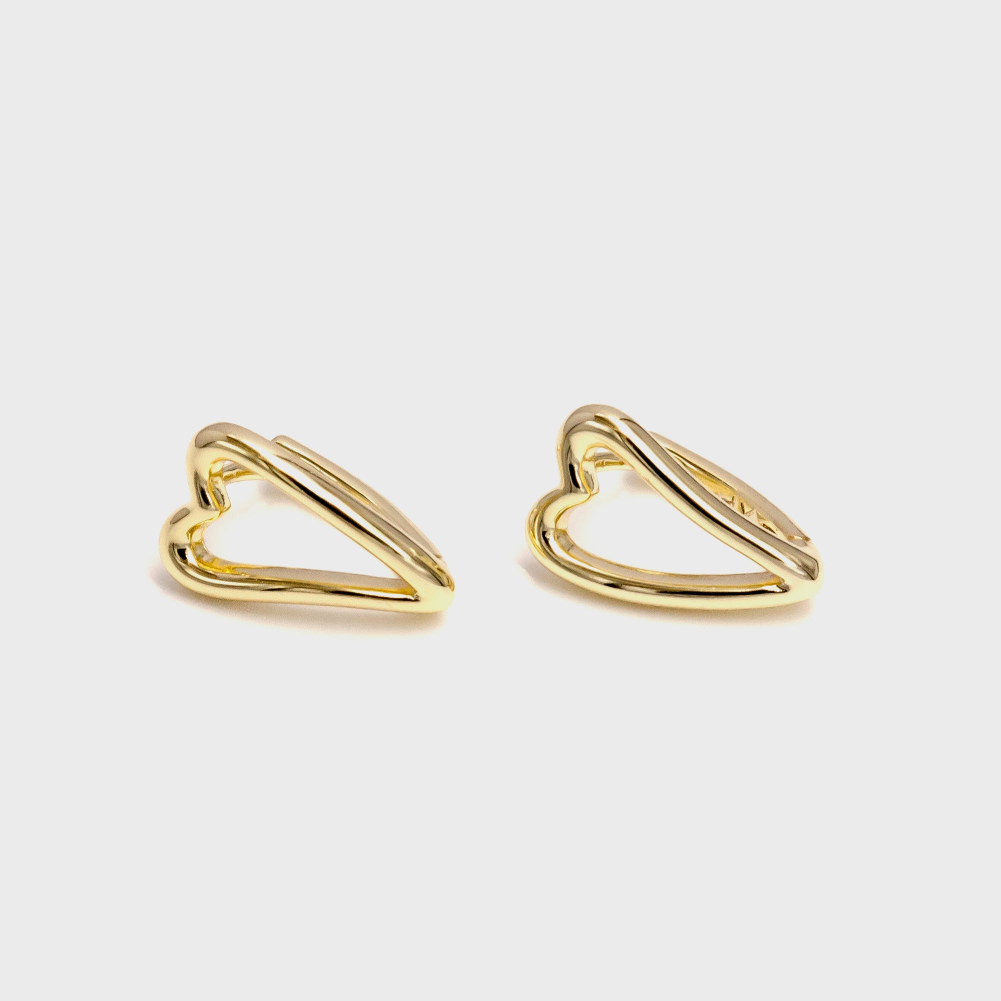 Gold 13.5mm Open Heart Minimalist Triangle Hoop Earrings