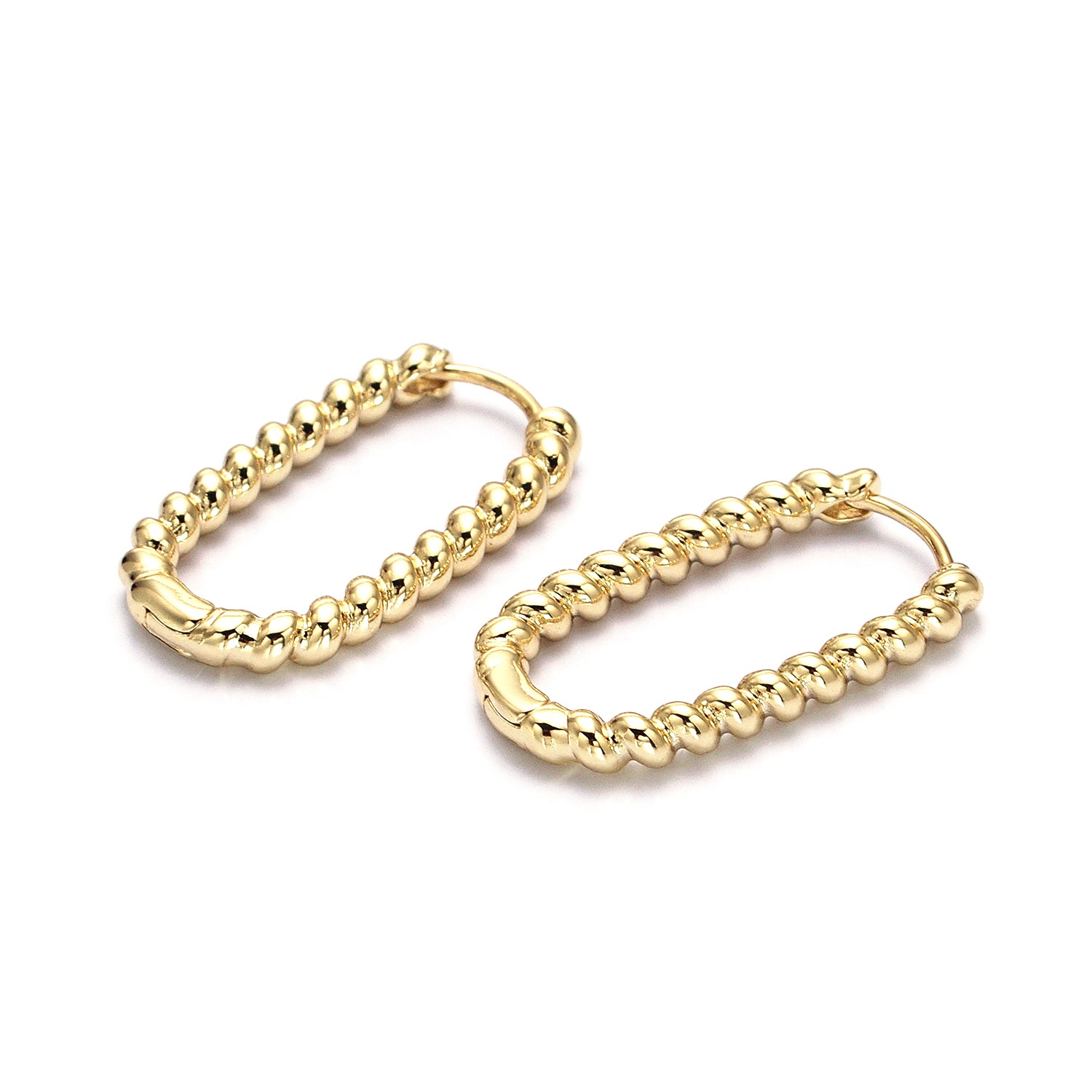 Gold 27.5mm Twisted Croissant Oblong U-Shaped Hoop Earrings