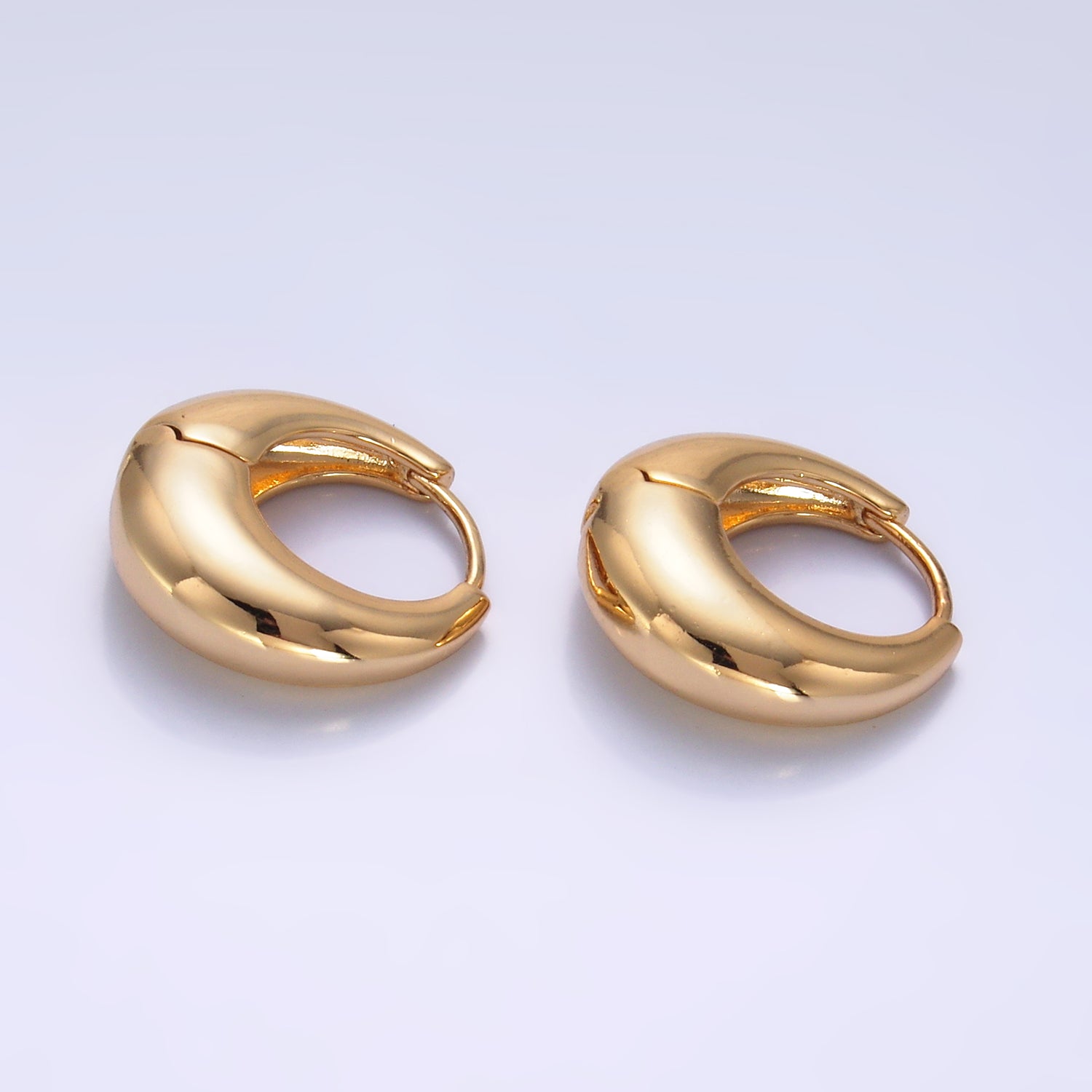 Gold 19mm Chubby Dome Minimalist Huggie Earrings