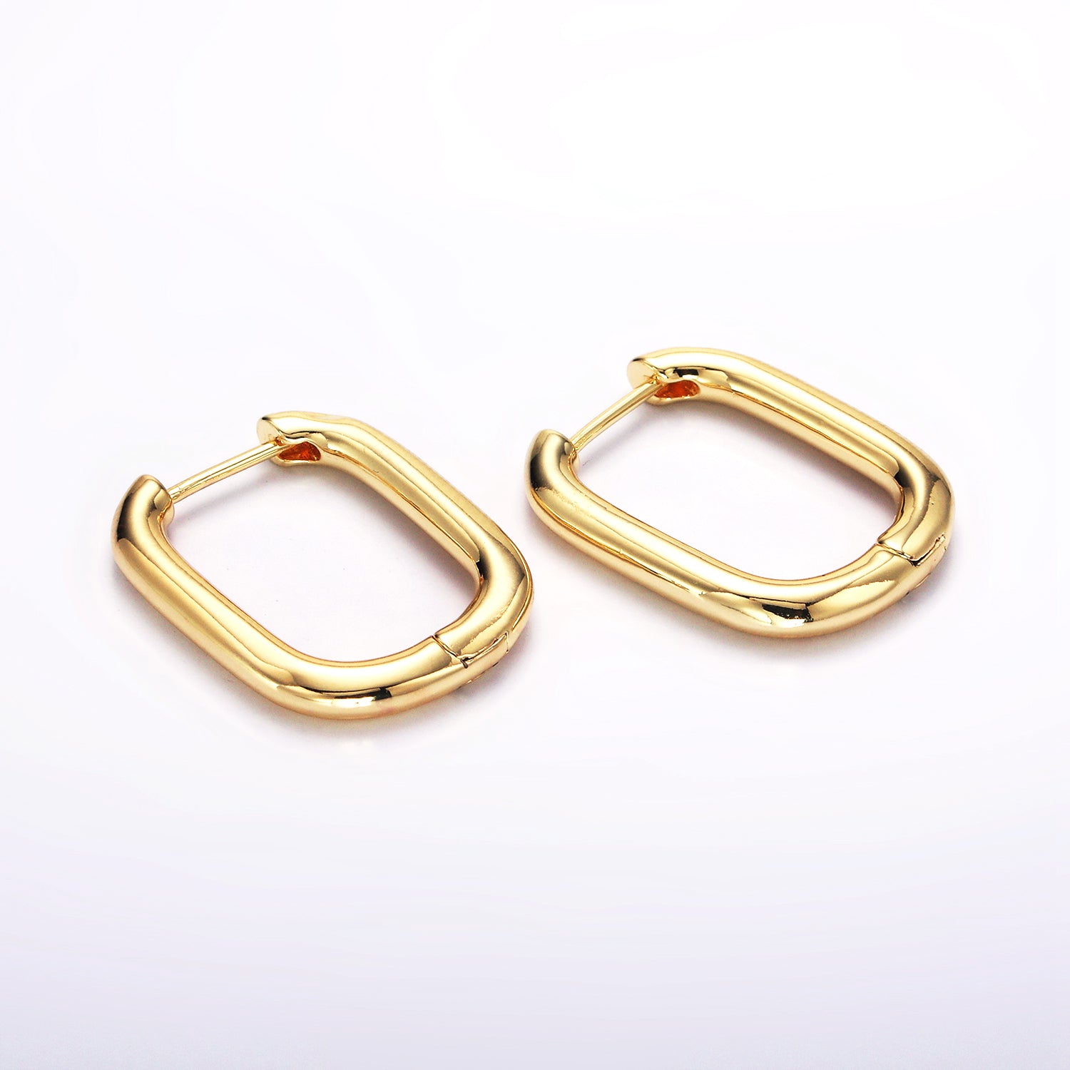 Gold 25mm Minimalist Oblong Hoop Earrings