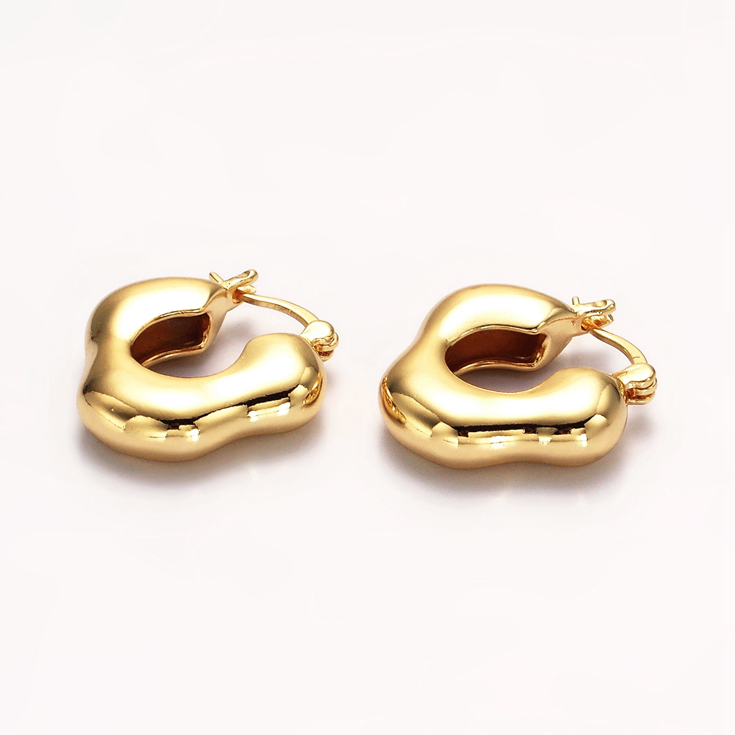 Gold Abstract Cloud Dome French Lock Latch Hoop Earrings