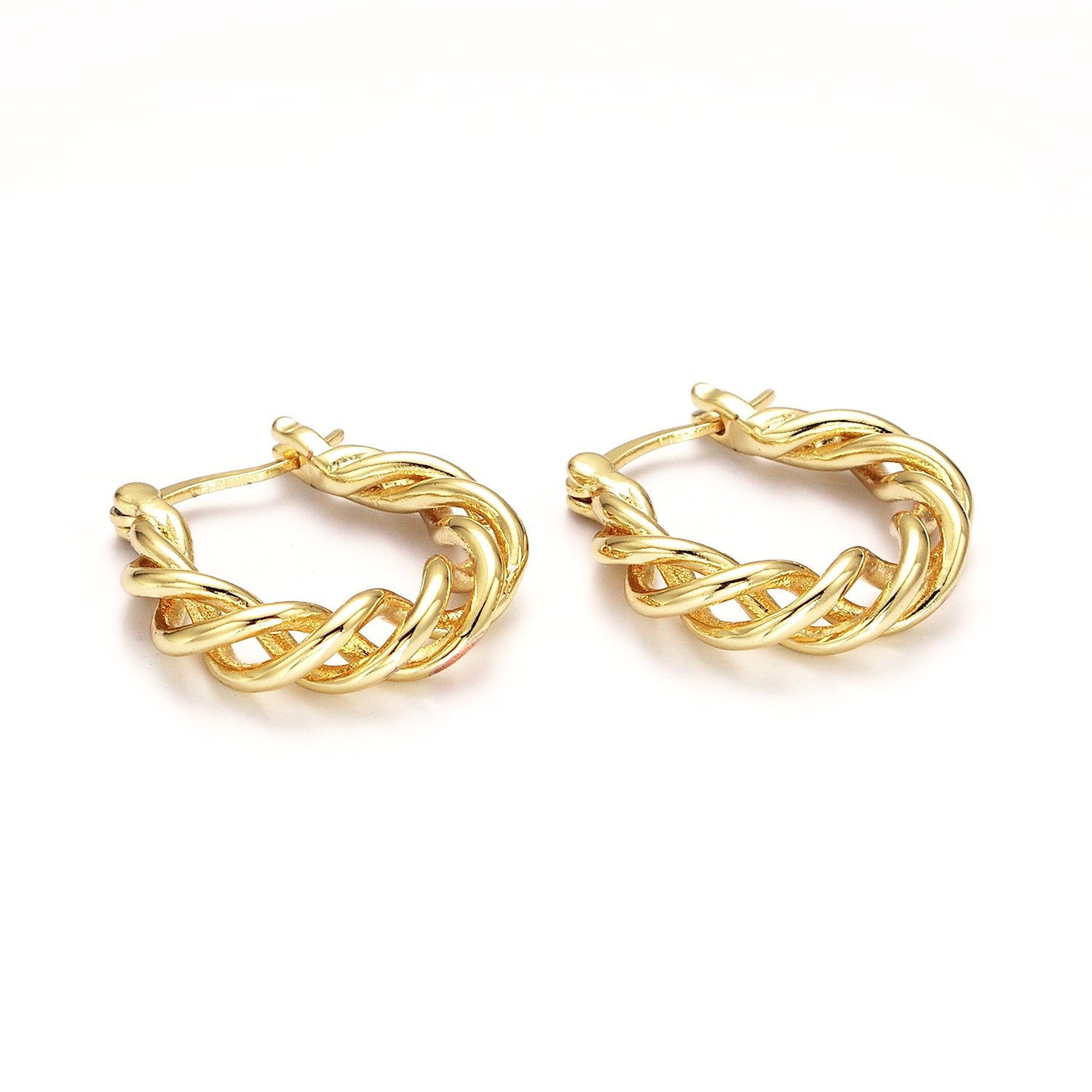 Gold 20mm Twisted Earring Statement Rope French Lock Latch Hoop Earrings