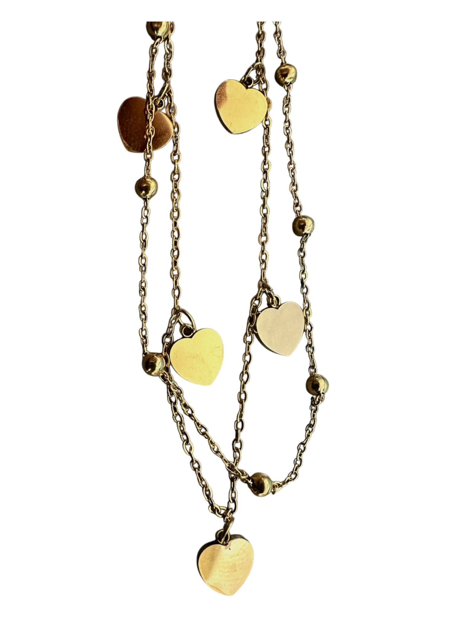 Layered heart and bead chain Anklet AN-0027 AN-0028