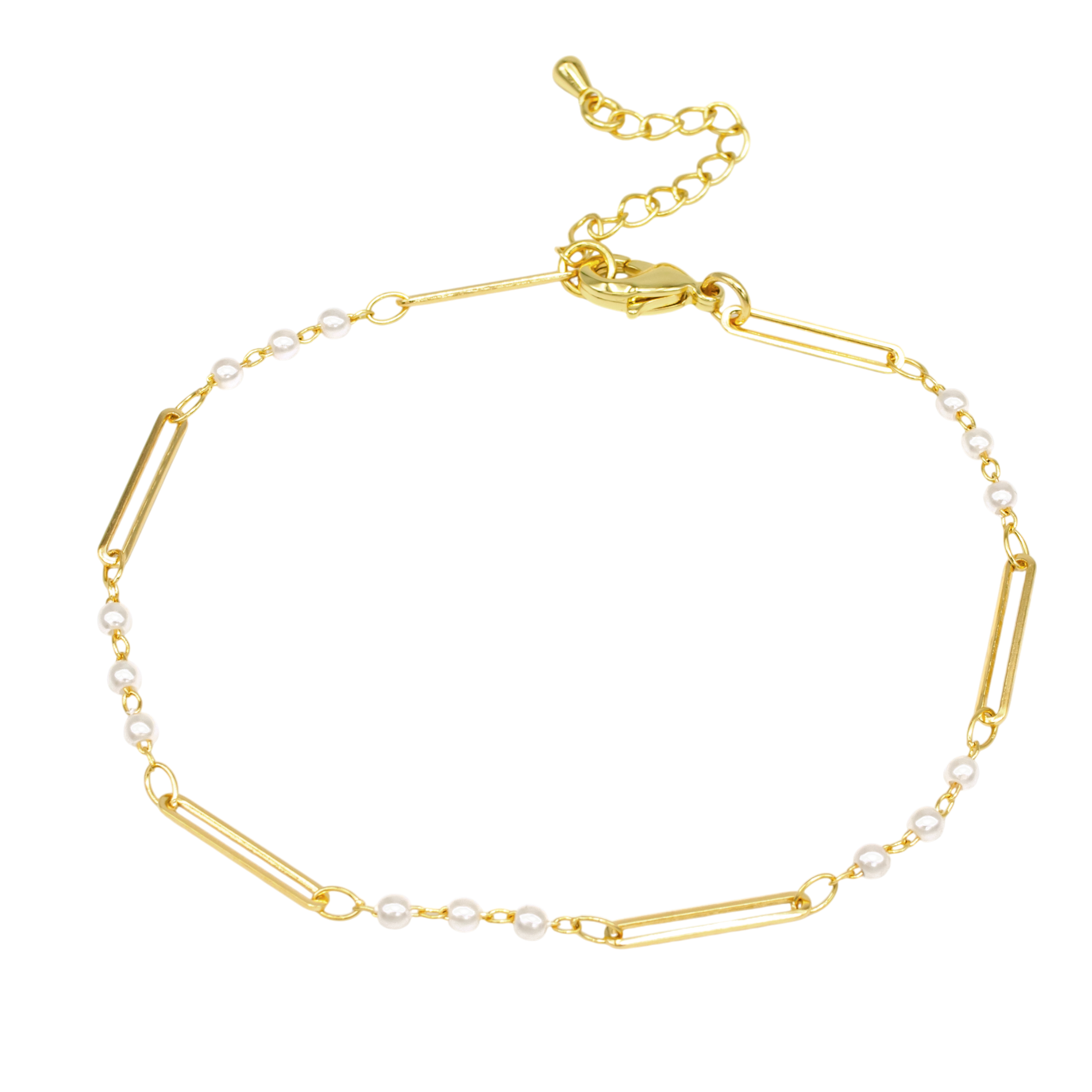 Classic Pearl Paperclip Anklet AN-SJ0094