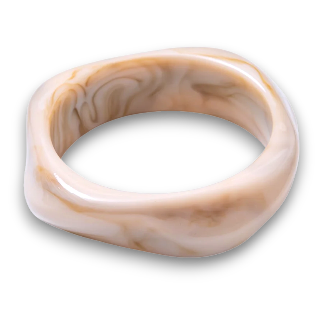 Solid Marble Resin Acrylic Sculpted Geometric Bangle  BA-21WA3418