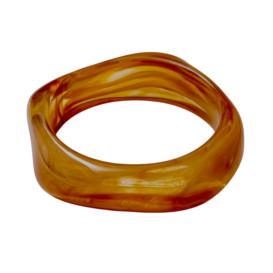 Solid Marble Resin Acrylic Sculpted Geometric Bangle  BA-21WA3418 BA-21WA3419