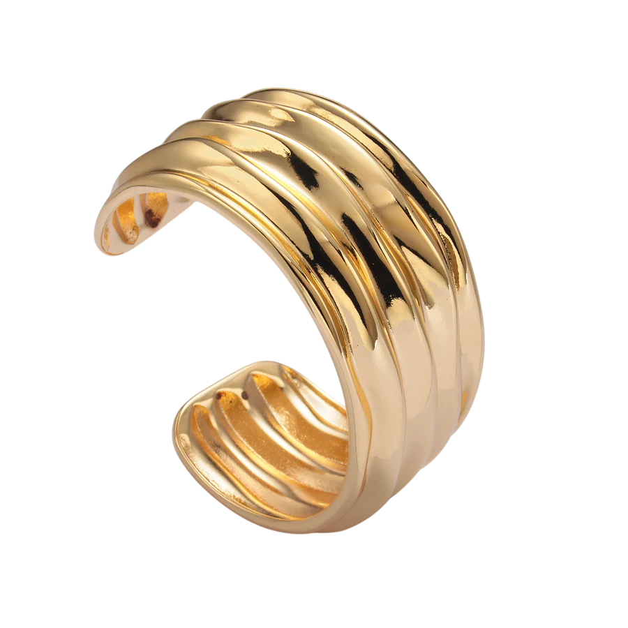 Ribbed Chunky Cuff Band Bangle BA-21WA3976