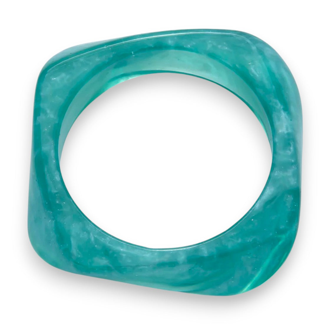 Teal Resin Minimalist Square Bangle BA-21WA1157