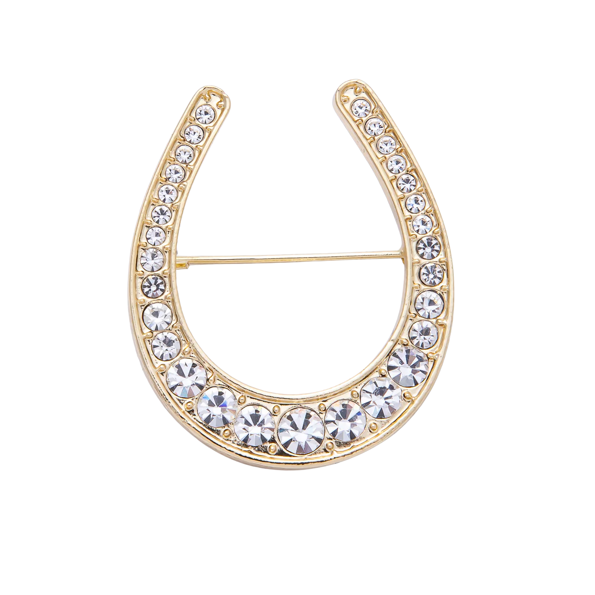 Jumbo Gold Horseshoe Diamond Brooch Pin BH-21BH055