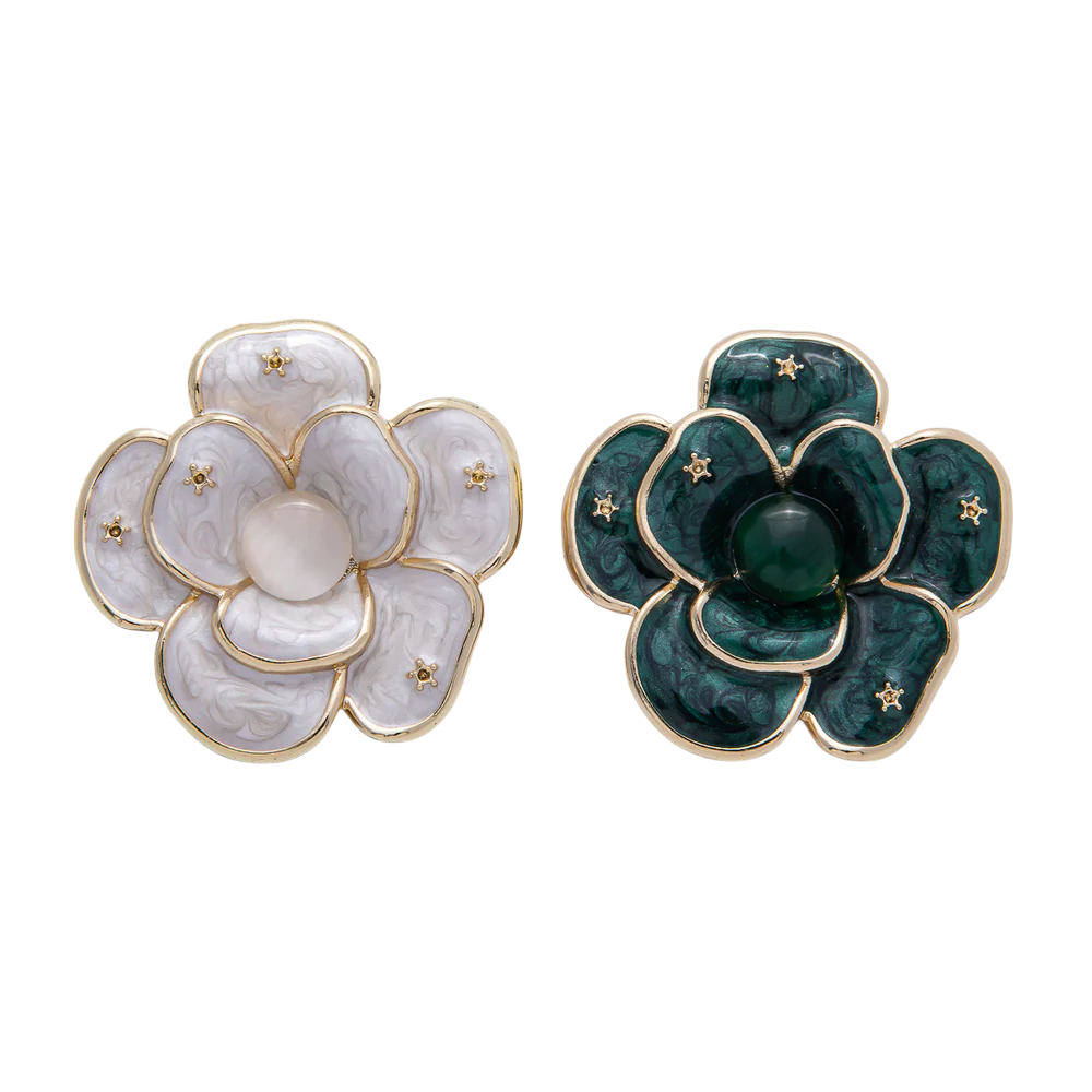 Pearlized Jumbo Blossom Flower Brooch Pin BH-21BH091 BH-21BH092