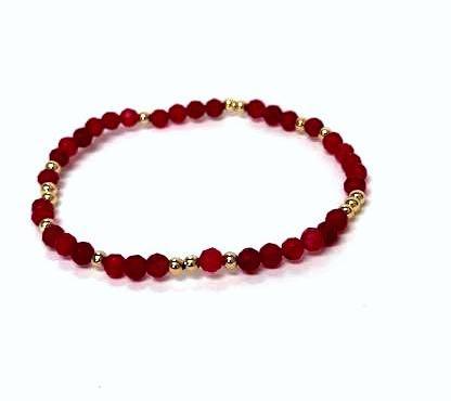 Diamond cut beaded gemstone stretch bracelet  ✦ BR-2001 TO BR-2009