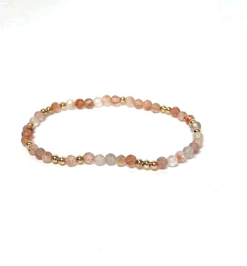 Diamond cut beaded gemstone stretch bracelet  ✦ BR-2001 TO BR-2009