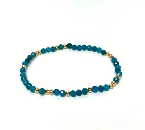 Diamond cut beaded gemstone stretch bracelet  ✦ BR-2001 TO BR-2009