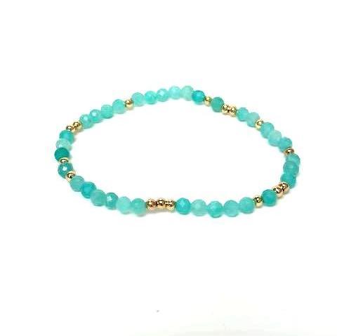Diamond cut beaded gemstone stretch bracelet  ✦ BR-2001 TO BR-2009