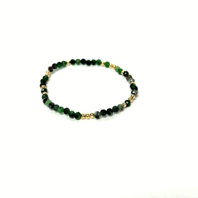 Diamond cut beaded gemstone stretch bracelet  ✦ BR-2001 TO BR-2009