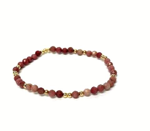 Diamond cut beaded gemstone stretch bracelet  ✦ BR-2001 TO BR-2009