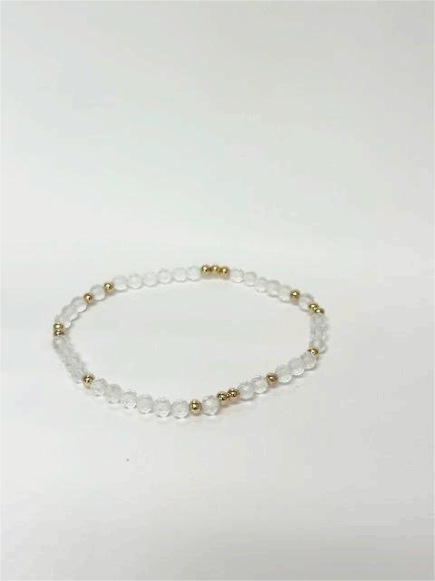 Diamond cut beaded gemstone stretch bracelet  ✦ BR-2001 TO BR-2009