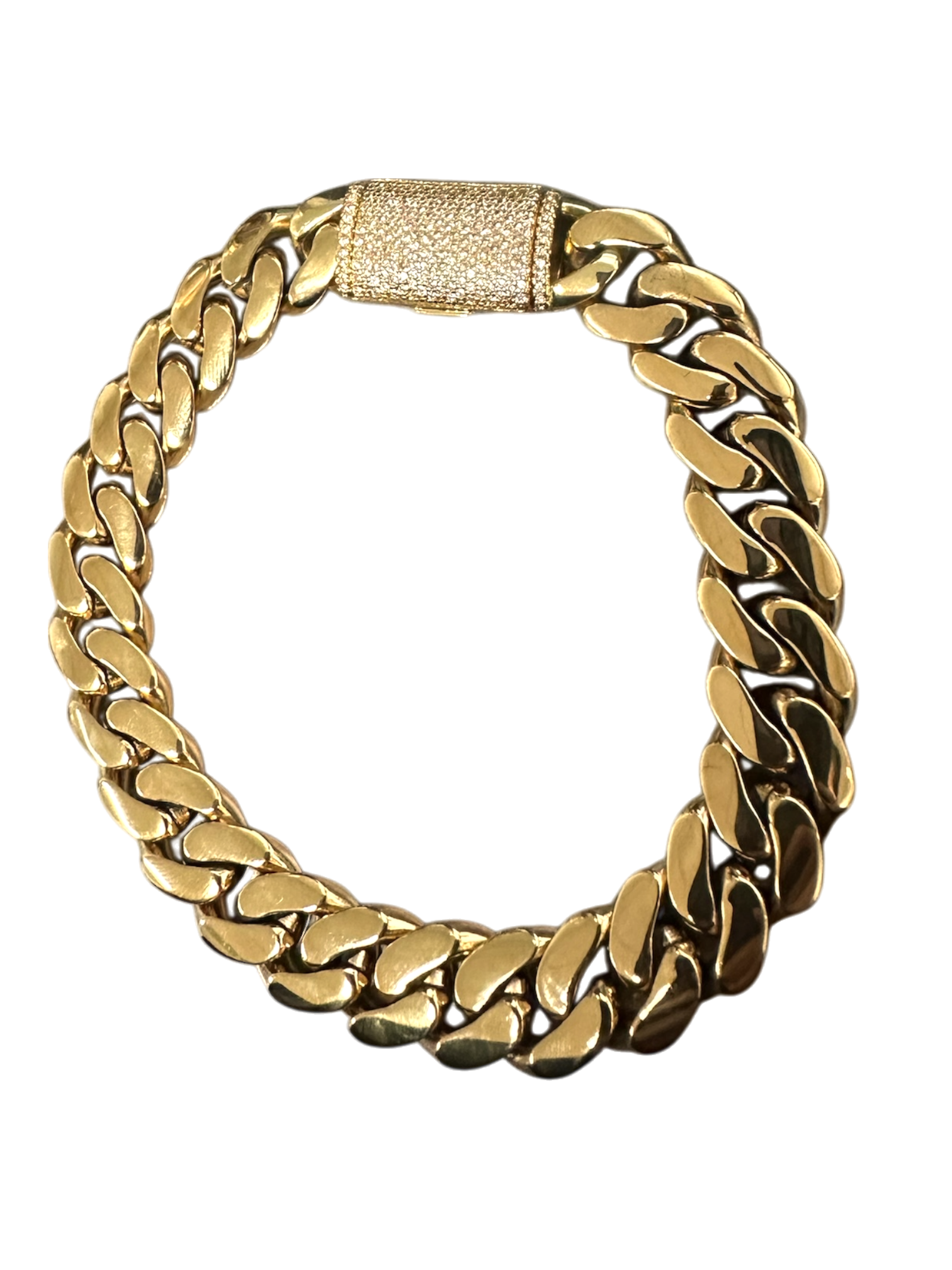 Cuban link chain bracelet micro paved CZ Clip BR-21WA1577
