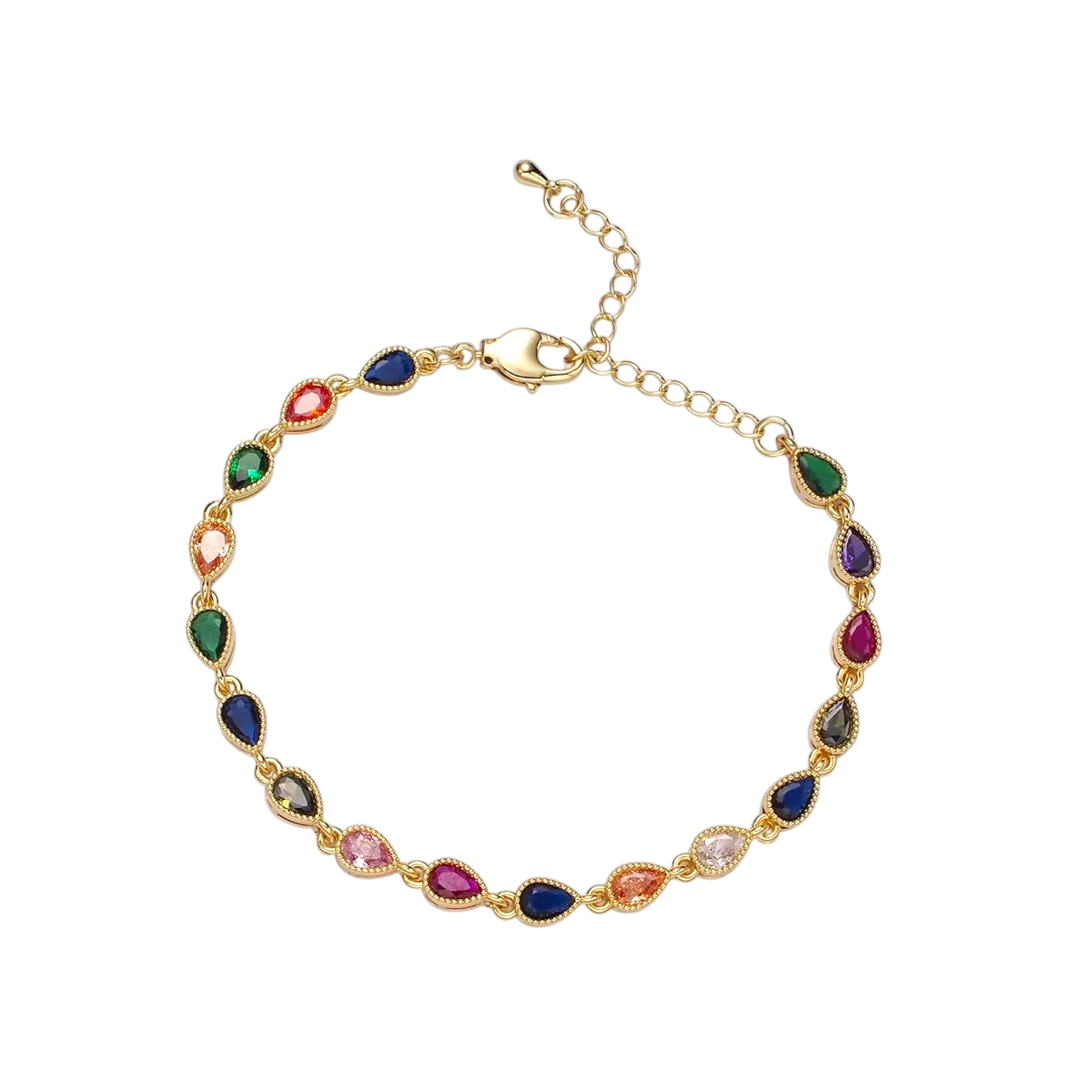 CZ Multicolor Teardrop Bezel bracelet BR-21WA2236 and BR-21WA2237