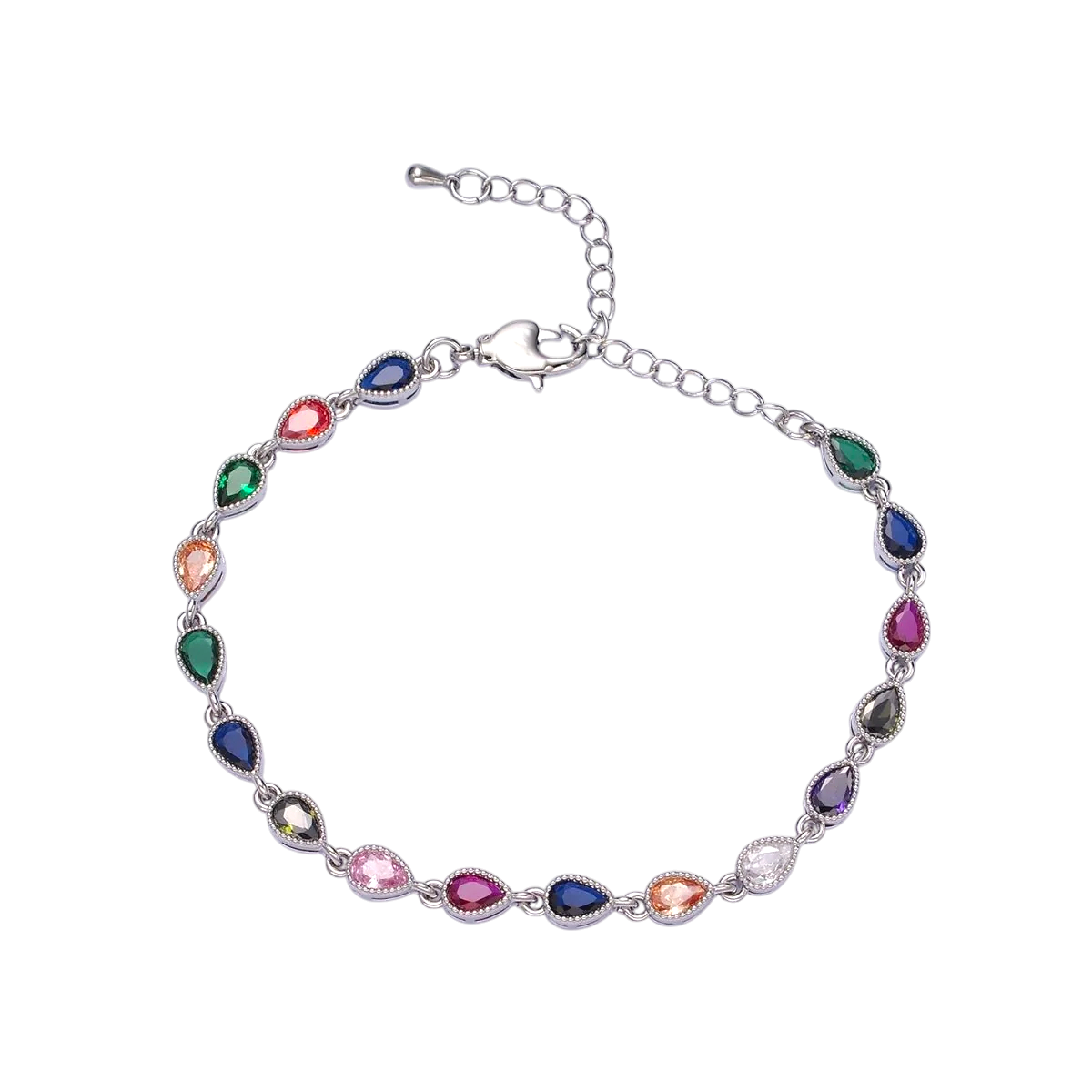 CZ Multicolor Teardrop Bezel bracelet BR-21WA2236 and BR-21WA2237