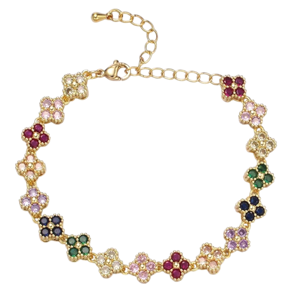 Multicolor CZ Flower Bracelet BR-21WA2430