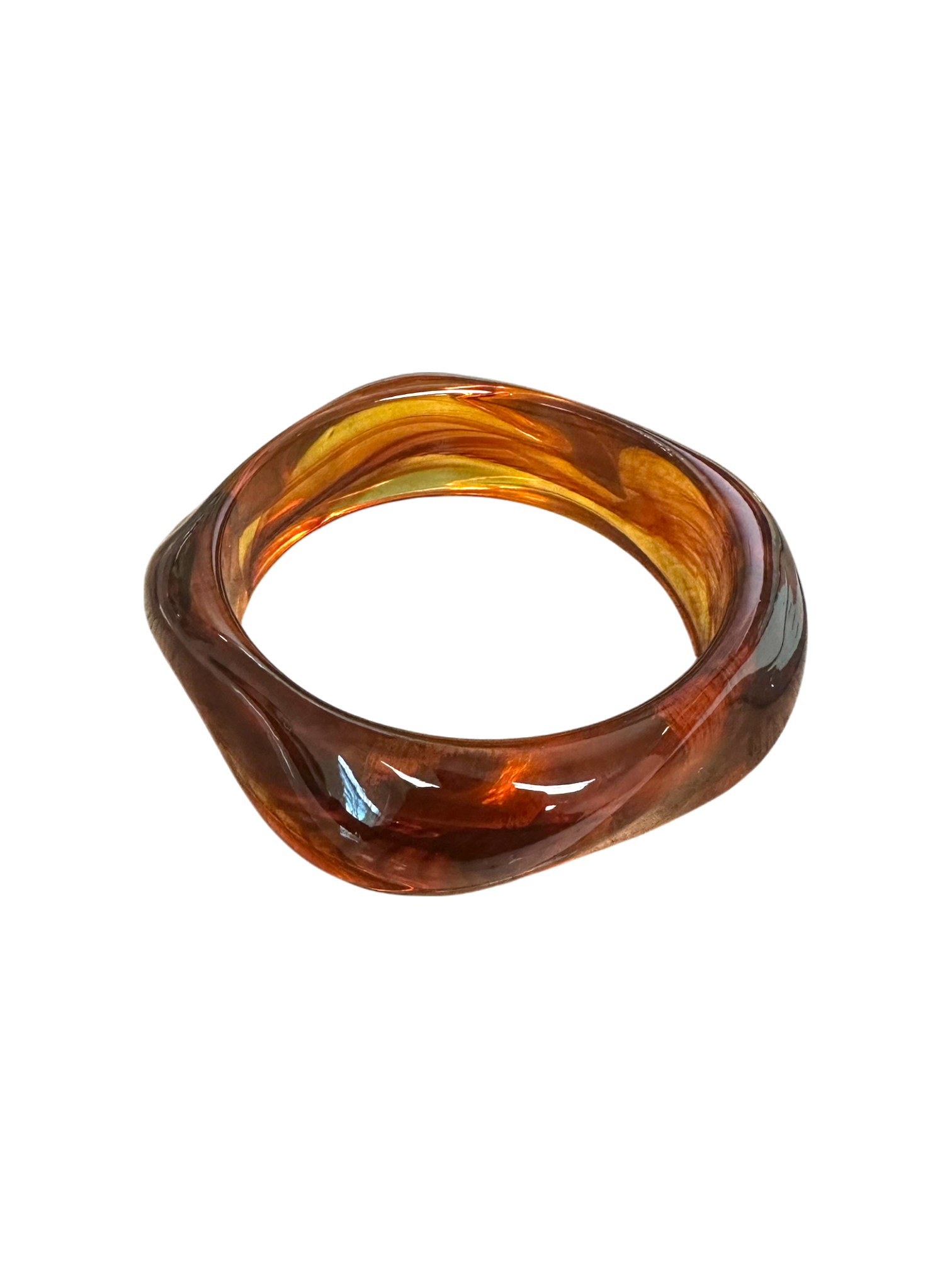 Solid Marble Resin Acrylic Sculpted Geometric Bangle BA-21WA3418 BA-21WA3419