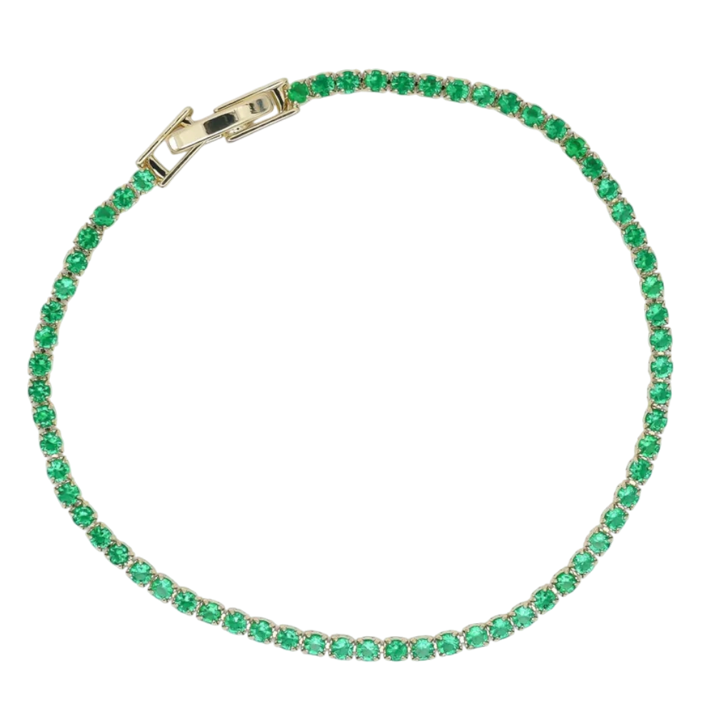 Classic Green CZ Tennis Chain Bracelet BR-21WA3815
