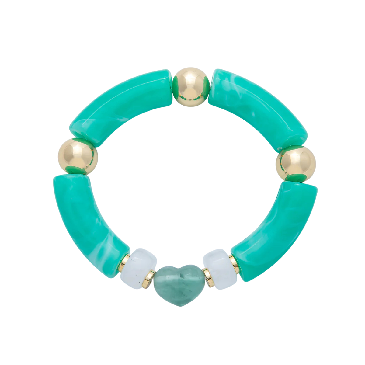 Heart bead Gemstone Bead Stretch Bracelet BR-21WA3974  BR-21WA04140