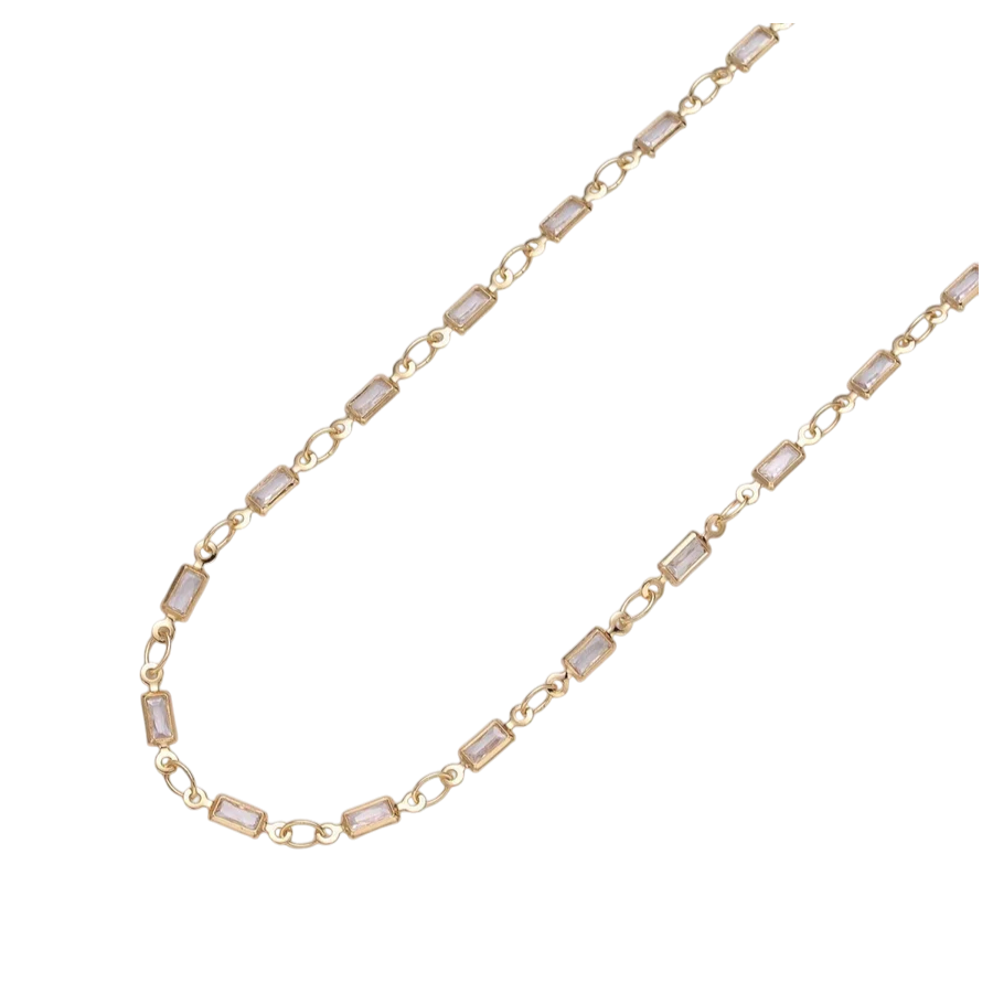 CZ Clear Baguette Cable Link Bracelet BR-SJ3008