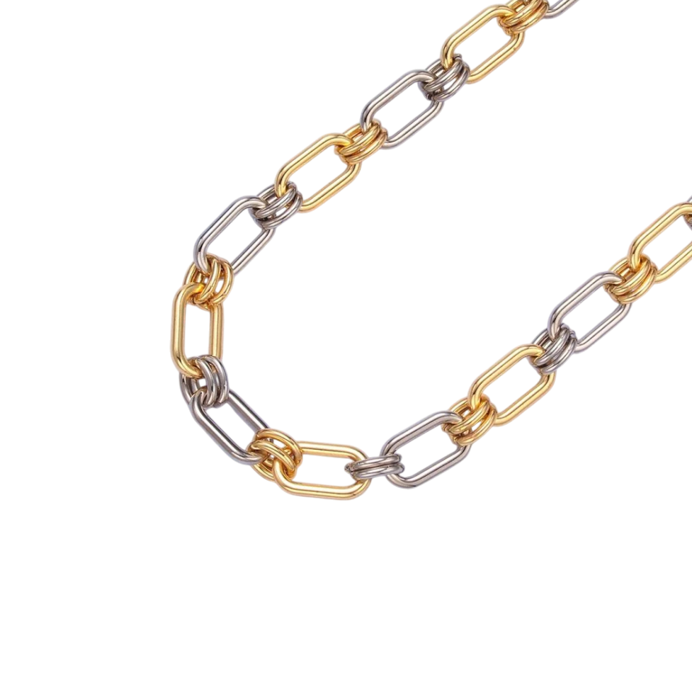 Mixed Metal Double Rolo Paperclip Bracelet BR-SJ3015