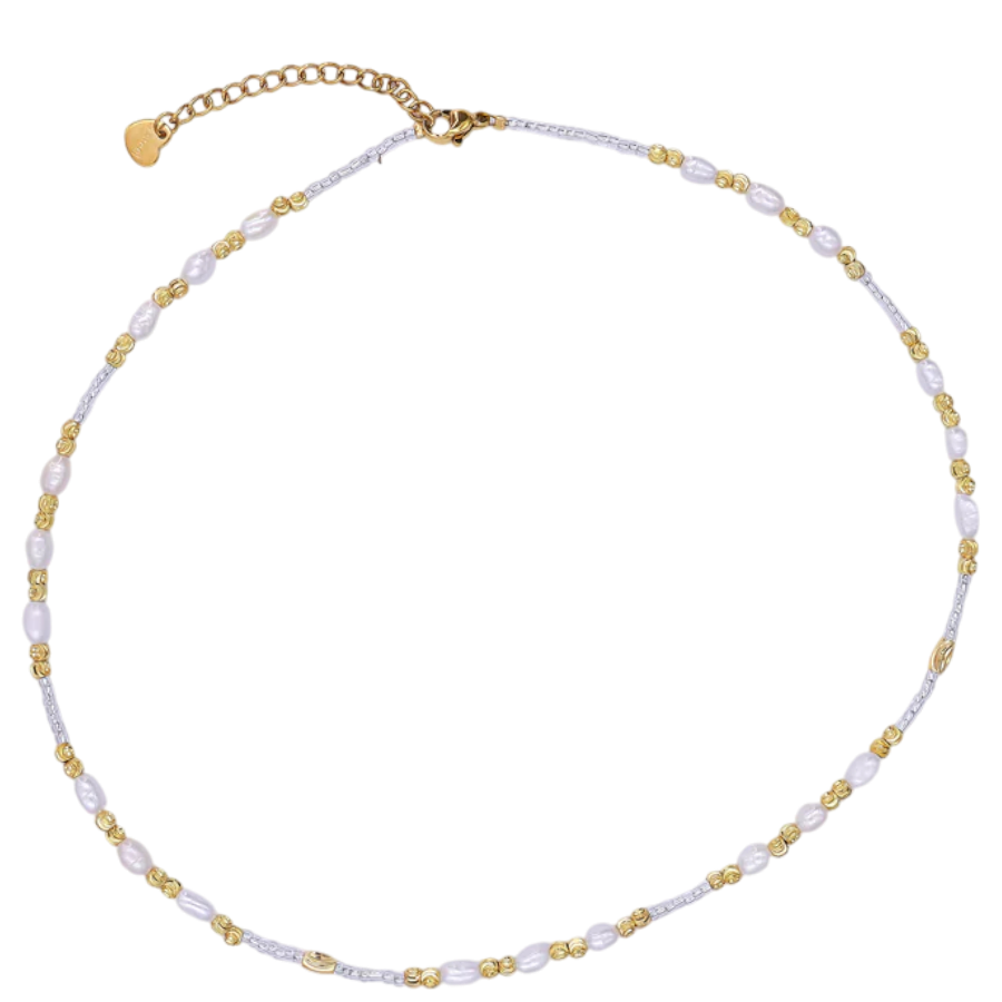 Mother of Pearl Beaded Chain Necklace NC-21WA2586