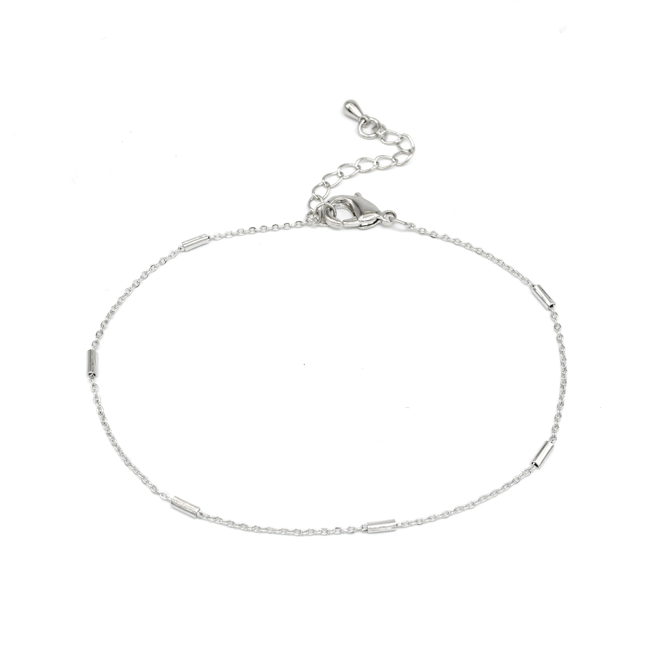 Dainty Silver Tube Satellite Chain Bracelet CDESIGN-00078
